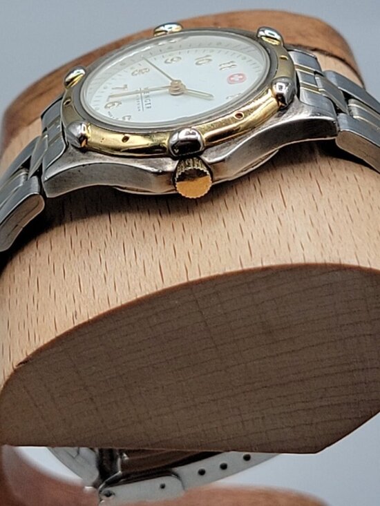 Vtg Wenger SAK Design Ladies Watch Two Tone Date White Dial 100M Water Res 29mm main image 12